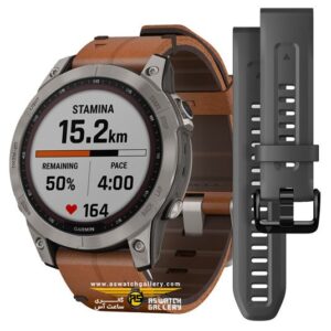 ساعت گارمین FENIX 7 Sapphire Solar Titanium Leather Band