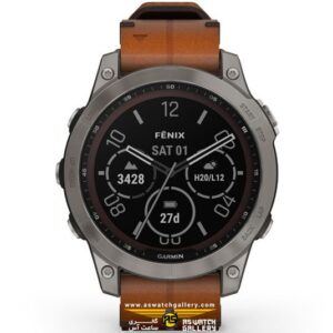 ساعت گارمین FENIX 7 Sapphire Solar Titanium Leather Band