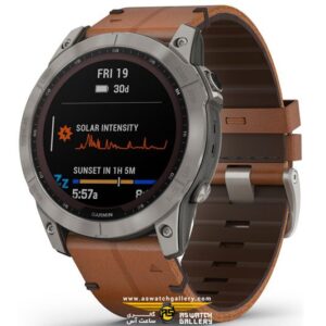 ساعت گارمین FENIX 7X Sapphire Solar Titanium Leather Band